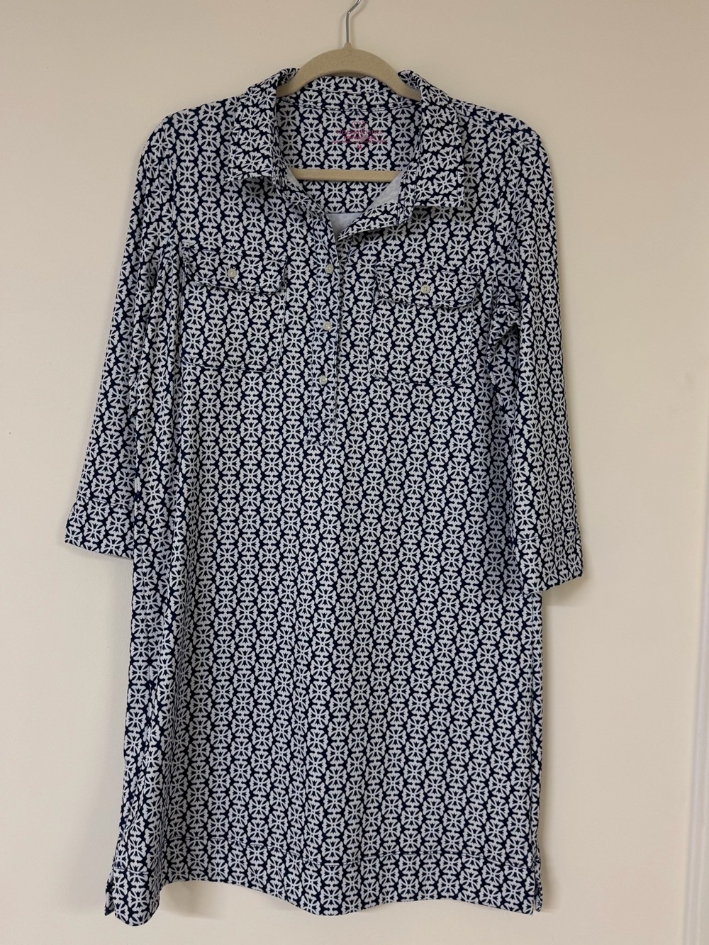 Vineyard Vines Women’s Navy and White Printed Shirt Dress